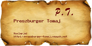 Preszburger Tomaj névjegykártya